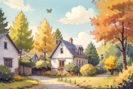 18661-3150227742-fantastic,Autumn scenery, trees, yellow leaves, outdoors, sky, butterflies, bugs, clouds, nature, rocks, sunshine, house _lora_w.png